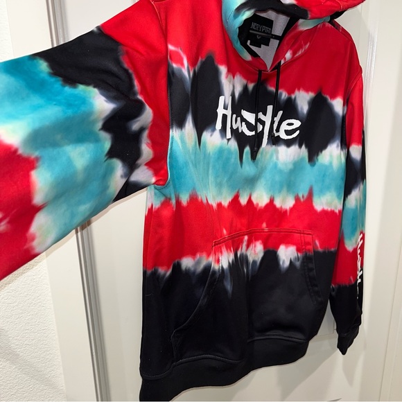 Encrypted Hustle pullover Hoodie multicolor unisex size XL logo front & sleeve - Picture 4 of 8